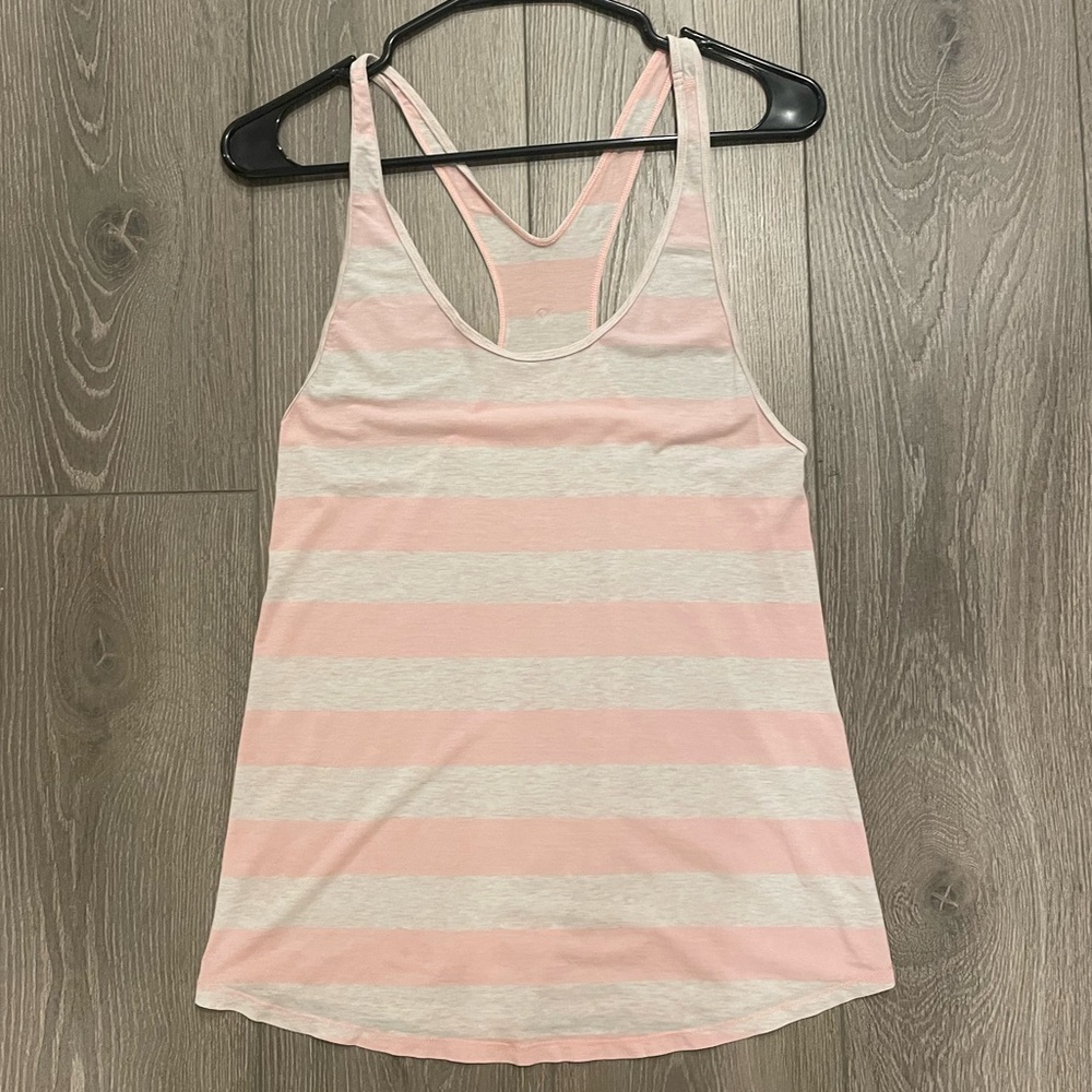 LULULEMON Pink & White Striped Racerback Tank size 8